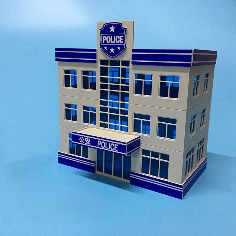 1:87 HO Scale Outland Police Office Staion Government Building Morden Modell für Heimwerker Image