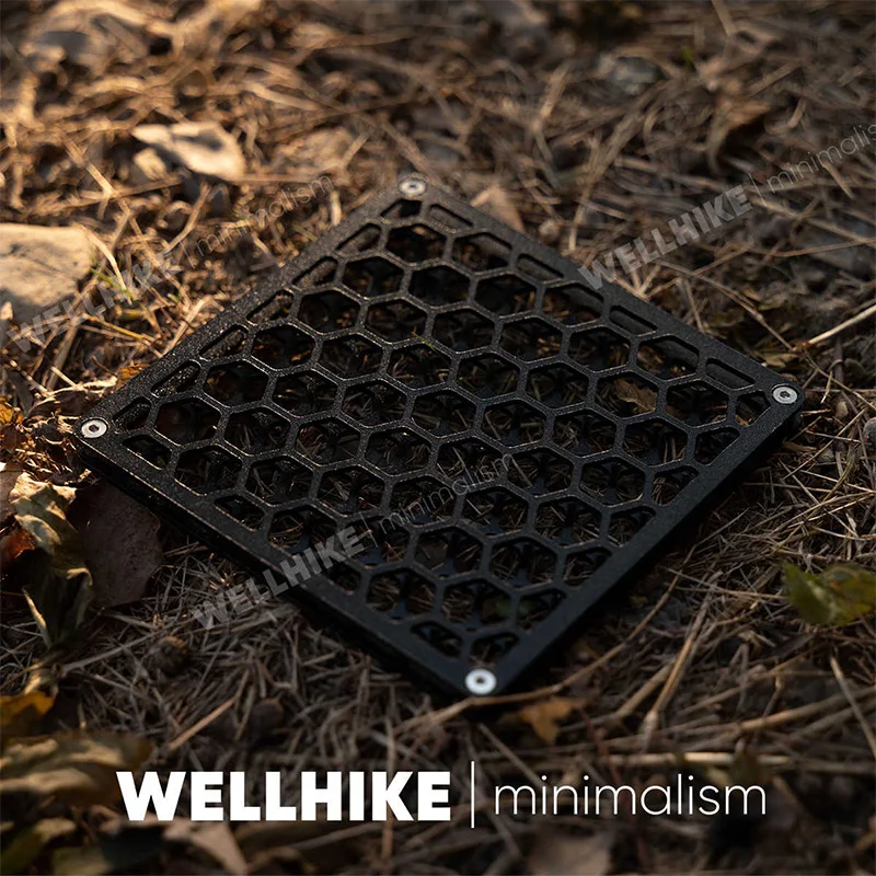 WELLHIKE Outdoor geschwärzte doppelschichtige skelettierte Matte Alkoholkocher Isolierbrett Metall Camping Geschirr Untersetzer Image