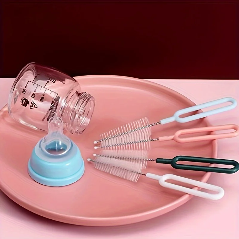 1-teilige Nippel bürste aus Edelstahl mit Griff, um 360 Grad drehbare Nylon bürste, Flaschen reinigungs bürste, Teekannen düsen bürste Image