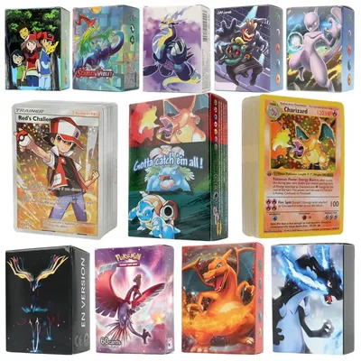60/100/151Pcs English Pokemon cards Cartoon Arceus Charizard Pikachu Vmax EX MEGA GX TAG 1996 First generation Rare Flash Card Image