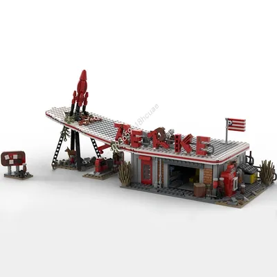 1285PCS MOC Bau Fallout 4 Rote Rakete Lkw Stop Modulare Modell Bausteine Stapeln Ziegel Kreative Image
