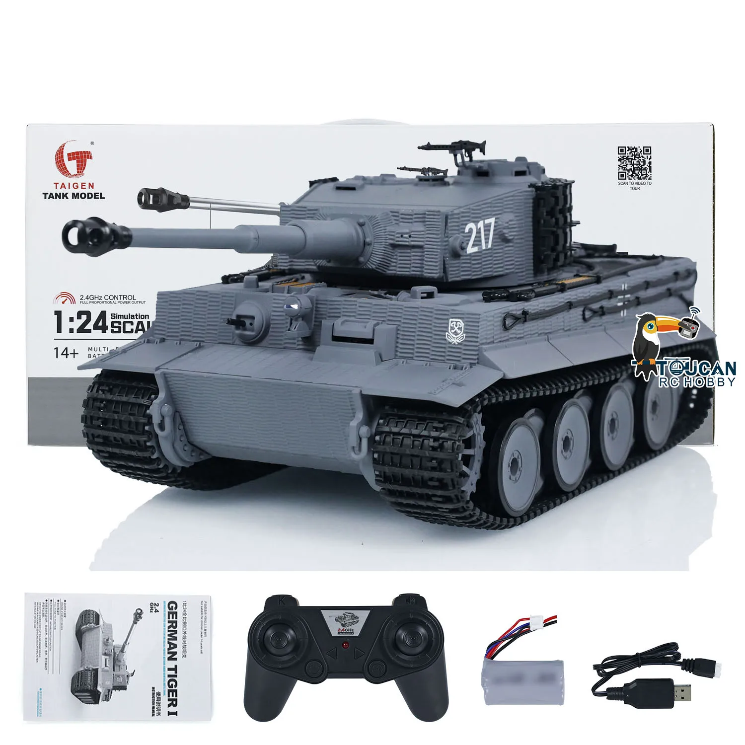 Tiger 1/24 RC Kampfpanzer I Taigen Funksteuerung Militär RC Panzermodell Infrarot Kampfauto Fahrzeug RC Spielzeug RC Panzer Geschenke