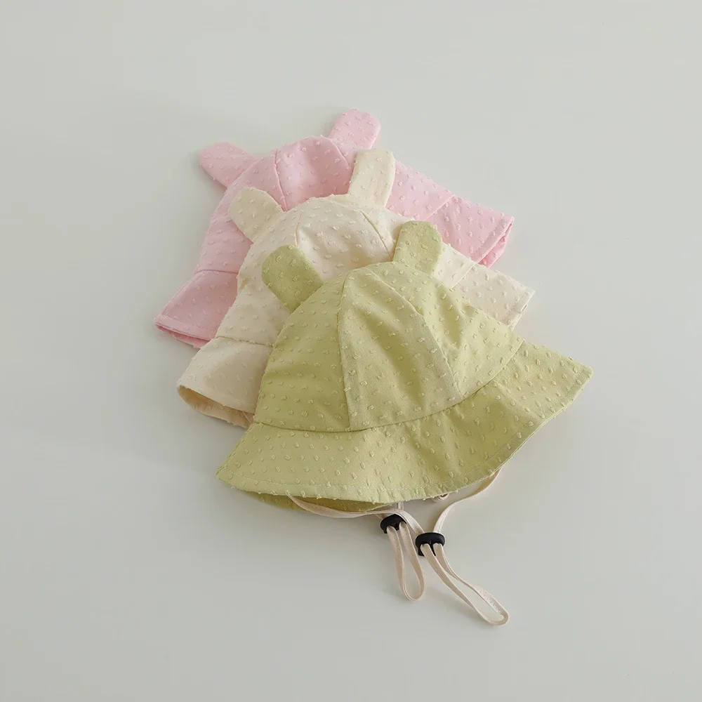 Neue Panama Sommer Baby Sonnenhut Für Jungen Mädchen Baumwolle Nette Ohr Kleinkind Eimer Hüte Baby Strand Sonnenhut Kinder Uv-schutz Kappe Image