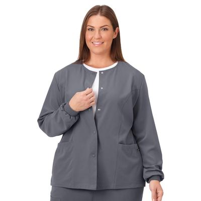 Plus Size Women's Jockey Scrubs Women's Snap to it Warm-Up Jacket by Jockey Encompass Scrubs in Pewter (Size XL(18-20))