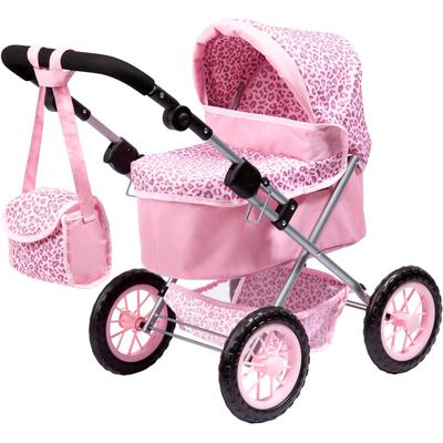 Puppenwagen BAYER "Trendy, Leopard", rosa, Puppenwagen, KinderB:41cm H:68cm T:67cm, Kunststoff, Metall, Stoff, mit Wickeltasche, B:41cm H:68cm T:67cm