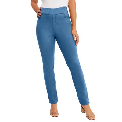 Plus Size Women's Comfort Waist Stretch Denim Straight Leg Jean by Jessica London in Dusty Indigo (Size 28 W) Pull On Stretch Denim
