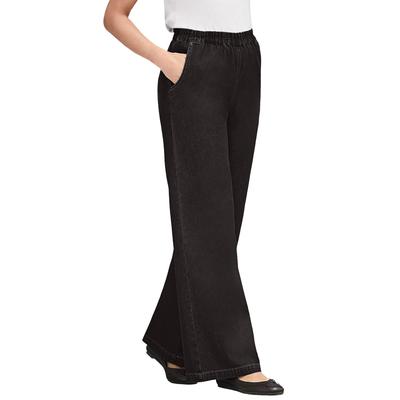 Plus Size Women's Perfect Elastic Waist Wide-Leg Denim Jean by Woman Within in Black (Size 36 WP)