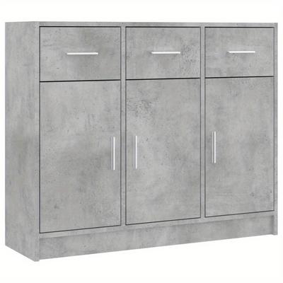TEMU Sideboard, Concrete Grey, 91x28x75 Cm, Wood-based Sideboard, Bookcase, Stand, Cupboard, Bookcase, Chest Of Drawers, Sideboard, Bathroom Cabinet Image