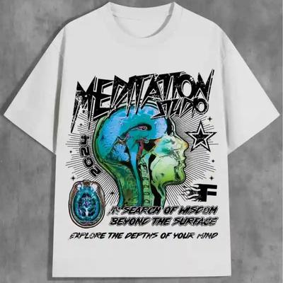 TEMU Stylish Graphic Tee For Men& Women- Cotton, Breathable& Moisture-wicking, Casual Wear, Beach, Parties& Sports- Neck T-shirt Image