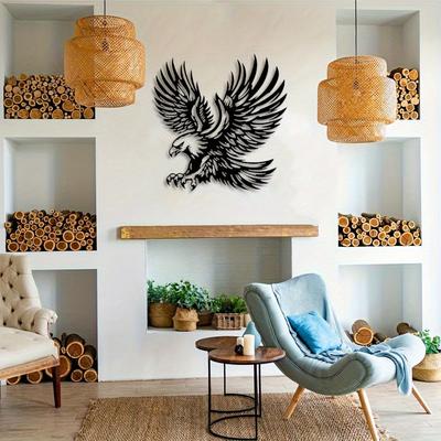 "TEMU Eagle Metal Wall Sculpture - 15.7" X 15.7" Contemporary Animal-themed Art, , Home Or Office Decor, Ideal Gift For Eagle Enthusiasts, Gift For Enthusiasts | Stylish Wall Art | , Eagle Decor" Image