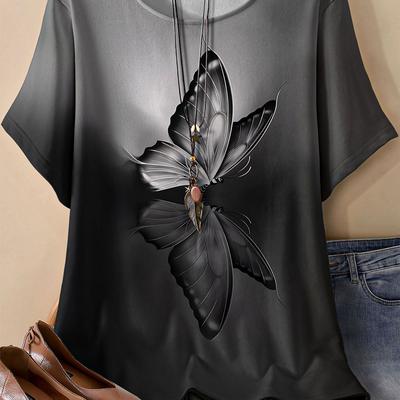 TEMU Casual Short Sleeve Round Neck T-shirt - Stylish And Comfortable Spring/summer Women's Plus Size Clothing Image
