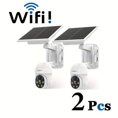 TEMU 2pcs Solar-powered Security Cameras With Human Detection, Audio, And Night Image