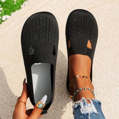 TEMU Women's Lightweight Breathable Mules - Slip-on Closed Toe Sandals With Rubber Sole, Beige Knitted -day , Casual Summer Fashion, Mule Shoes Image