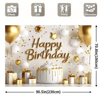 TEMU 1pc Photography Backdrop Banner, Polyester, No Electricity Needed, Fit, Luxurious Decor, With Sizes For Birthday Celebrations Image