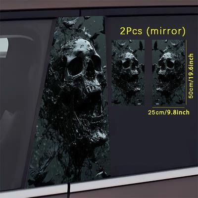 TEMU [jit]2pcs Of Black Vinyl Car Stickers - Self-adhesive, Scratch-resistant And Durable, Suitable For B-pillars And Car Doors, Suitable For Metal And Plastic Surfaces Image