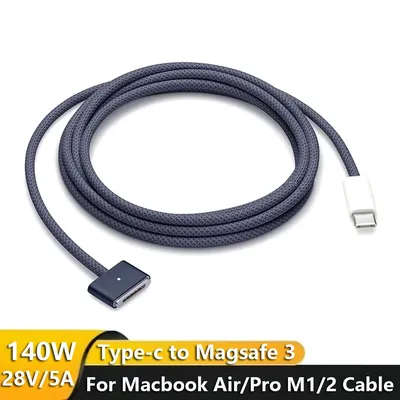 USB Type C to Magnetic Magsafe 3 Generation Cable Charger Adapter For MacBook Pro Air 14 16 M2 140W Fast Charging Cable Cord 2m