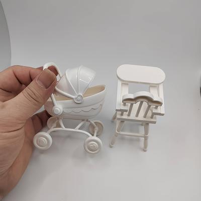 TEMU 2pcs Miniature Dollhouse Furniture Set - Colorful Plastic Dining And Chair, Ideal For Dollhouse Mini Fairy House Decoration, Holiday Gift, For Miniature Dollhouse Accessories Image