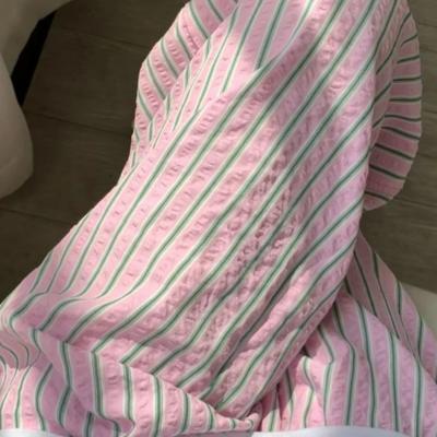 TEMU Women's Y2k Style Pink And White Striped Straight Leg Pants - Casual Loose Fit With Elastic Waistband, Machine Washable, , Sporty Leisurewear, Nontransparent Fabric Image