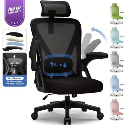 TEMU Ergonomic Office Chair, Reclining 90°–135°, With Adjustable Headrest And Lumbar Support, 90° Foldable Armrests, Soft Cushion, Load Capacity 150kg – Ideal For Long Hours Of Use Image