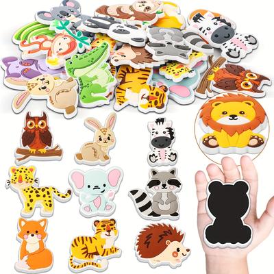 TEMU 20pcs Fridge Magnets Animals Refrigerator Magnets Rubber Fridge Magnets Educational Magnetic Gift Learning Full Back Magnets Whiteboard Image