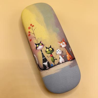 TEMU Cat Cartoon Print Glasses Case, Lightweight, Cute, Convenient, Dustproof And Durable Eyeglass Holder Image