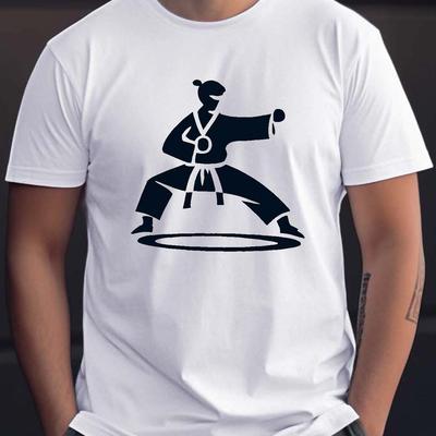 TEMU Karate Guy Print T Shirt, Tees For Men, Casual Short Sleeve T-shirt For Summer Image