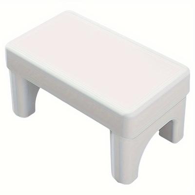 TEMU Foldable Plastic Step Stool For Bathroom - Portable And Durable Toilet Footrest With Adjustable Height, White And Beige, Ideal For , Aids|adjustable Height Stool|durable Plastic Image