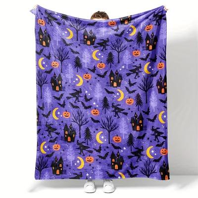 TEMU Print Flannel Throw Blanket - Contemporary Digital Printed All-season Multipurpose Polyester Fleece For Sofa, Office Nap, Home, Travel, Camping - Soft Knitted Mixed Color Cozy Wrap