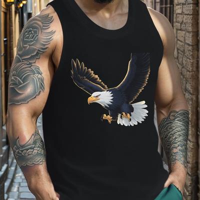 TEMU Bald Eagle Print Men's Tank Top, Casual Sleeveless Athletic Tank Top, Breathable Comfy Topsq Image
