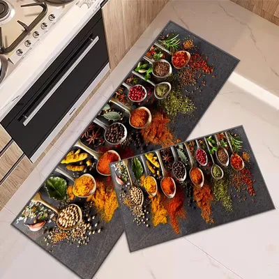 VIKAMA Crystal Velvet Kitchen Floor Mat Manufacturers Process and Print Kitchen Anti-slip Floor MATS