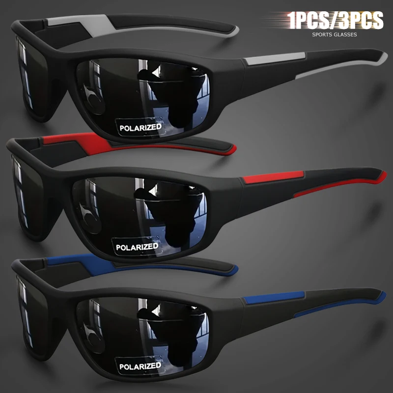 1PCS/3PCS Polarisierte Sport Sonnenbrille Männer frauen Outdoor Unzerbrechlicher rahmen für Laufen, Angeln, Fahren Brille Image