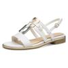 Sandalette MARCO TOZZI, Damen, Gr. 39, weiß, Lederimitat, klassisch, Schuhe, Blockabsatz, Sommerschuh, Riemchensandale im Metallic-Look