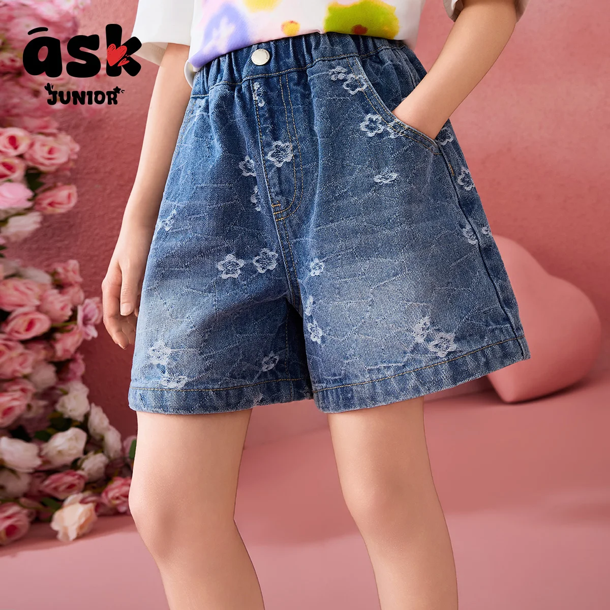 Children's Pants Summer Middle and Older Children's Denim Shorts Teen Wide-leg Straight Pants Girls Loose Image