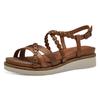 Keilsandalette TAMARIS, Damen, Gr. 38, braun (cognac), Leder, Lederimitat, modisch, Schuhe, Riemchensandale, Sommerschuh mit verstellbarer Schnalle