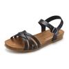 Sandale LASCANA "Sandalette, Sommerschuh", Damen, Gr. 44, schwarz, Obermaterial: 100% Rindsleder. Decksohle: 100% Rindsleder. Laufsohle: 100% Synthetik, unifarben, casual, Schuhe Riemchensandale, aus Leder mit komfortablem Korkfußbett