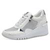 Keilsneaker MARCO TOZZI, Damen, Gr. 40, silber (weiß, silberfarben), Lederimitat, Textil, kontrastfarbene Details, sportlich, Schuhe, Freizeitschuh, Halbschuh, Schnürschuh in veganer Verarbeitung