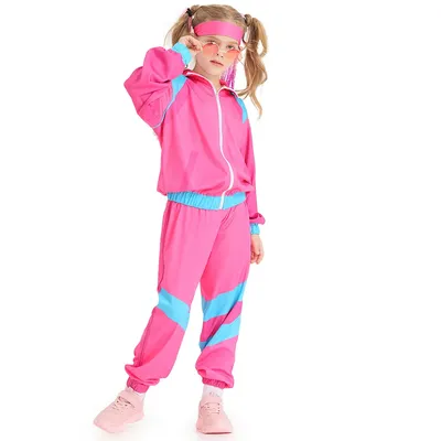 Jungen Mädchen 80er Jahre Trainingsanzug Kinder Hip Hop Kostüm Windjacke 90er 70er 60er Jahre Disco Image