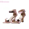 Neue Sommermode Rosa Gold Frauen Hochzeit Sandalen Süße High Heels Braut Dame Schuhe Plus Große