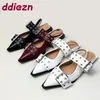 Große Größe 43, modische Schnallenriemen-Damen-Flats-Schuhe, luxuriöse weibliche Sandale, spitze
