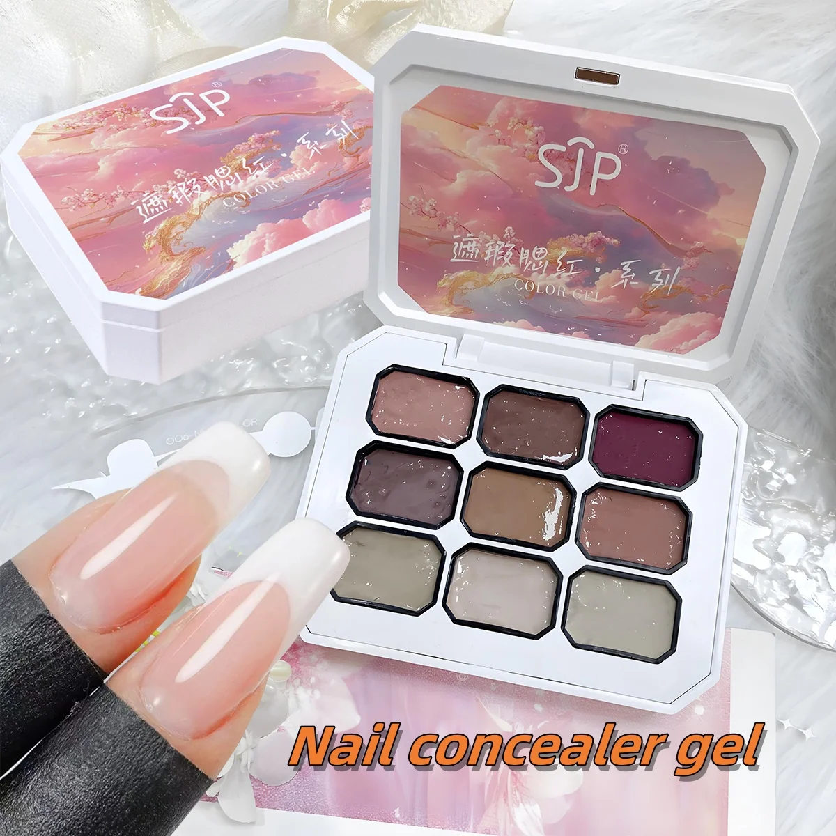 1 Stück 9-Gitter-Concealer-Puder-Rouge-Nagellack, fester Klopfkleber zum Entfernen von Fehlern, allmähliche Nagelkunst-Kreation, Dekoration, DIY Image