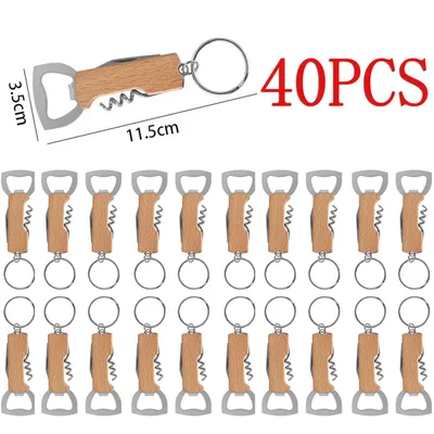 40Pcs Opener Can Opener Mens Gift Multi-Functional Portable Beer Bottle Opener with Keychain Metal