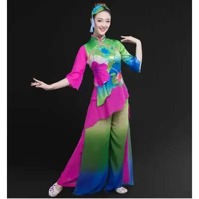 Chinese Folk Dance Women Classical Stage Performance Vintage Yangko Tradition