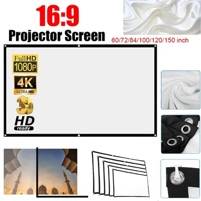 Portable Folding Projector Screen 60/72/84/100/120/150 inch HD Display Screen 16:9 Simple Projector