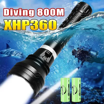 10000LM Powerful XHP360 Diving Flashlight IPX8 Underwater Lamp Professional Scuba Diving Torch 1000M