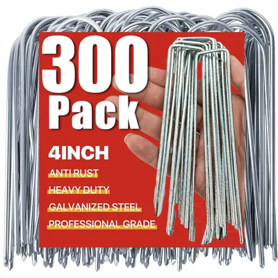 U-shaped Garden Staples Heavy-duty Fence Tubing Stakes Sod Pins Galvanized Landscape Spike for Holding Lawns Barrier Ground Nail