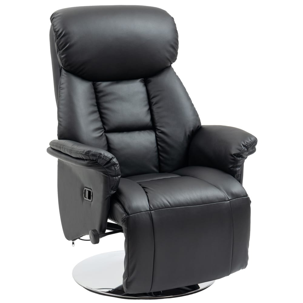Fauteuil de relaxation repose-pied réglable cuir synthétique noir