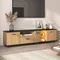 Meuble TV 175x37x51 cm, meuble de rangement pour TV LED, 1 tiroir, 3 portes & 2 étagères ouvertes,