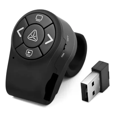 2.4GHz RF Wireless Presenter Finger Ring Presentation Remote for Powerpoint PPT Slide Presentation
