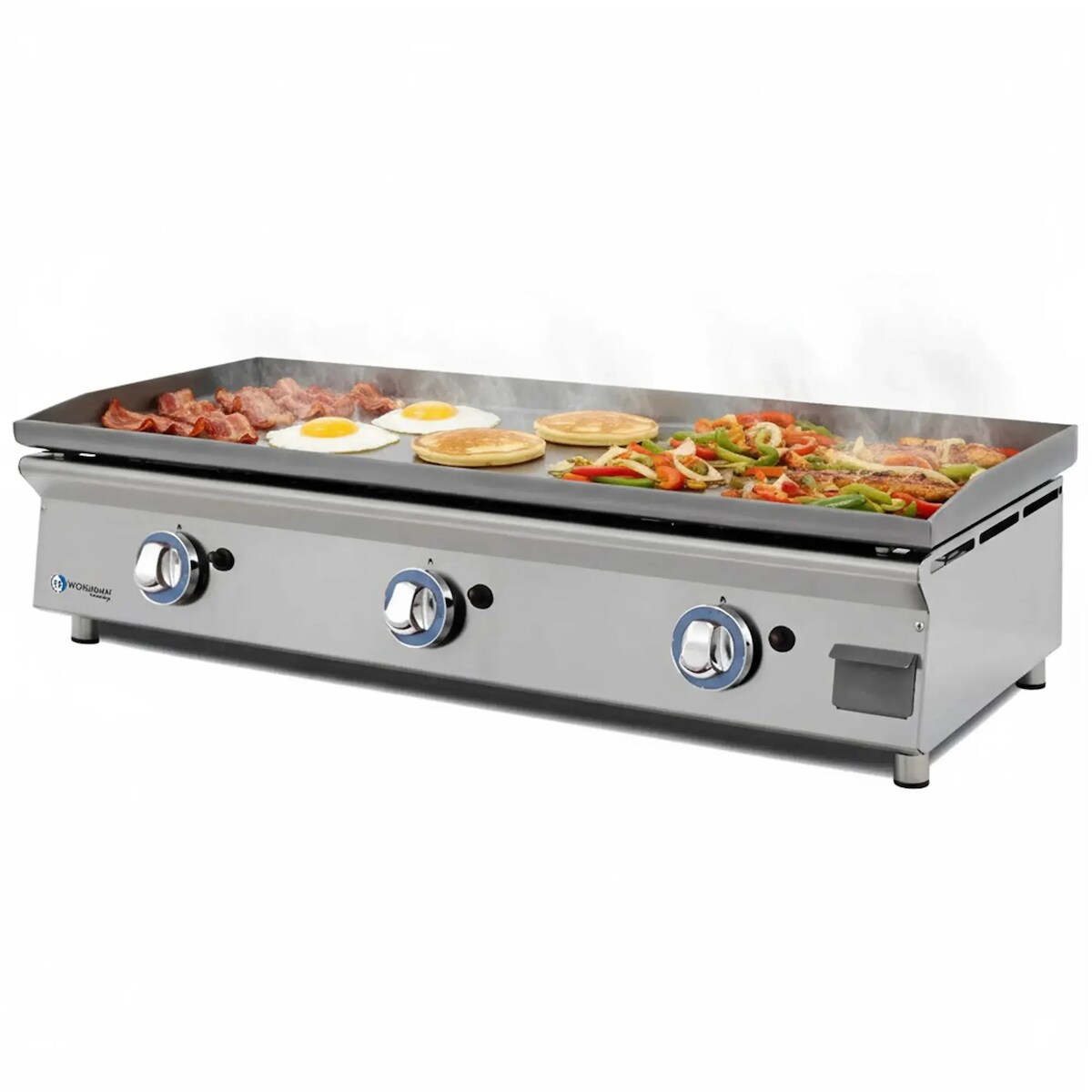 LUX WORLDMAI Gas-Grillplatte 100 cm aus laminiertem Stahl für die Gastronomie. INOX-Grillplatte für Bar- und Restaurantküchen. Image