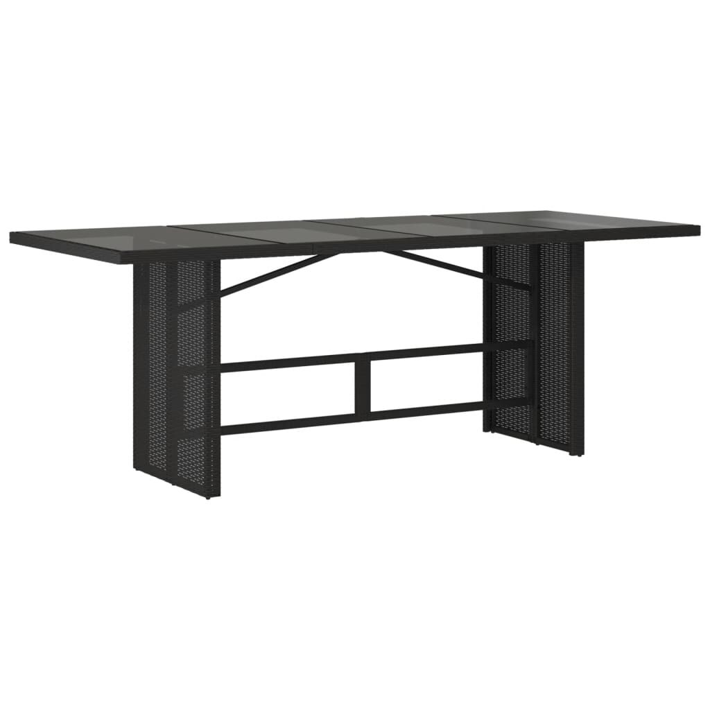 vidaXL Gartentisch mit Glasplatte Schwarz 190x80x75 cm Poly Rattan Image